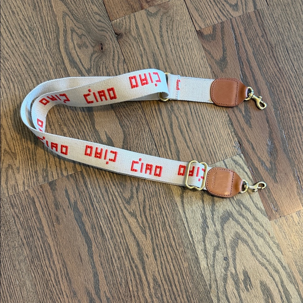 Canvas Bag Strap with Red 'Ciao' Text